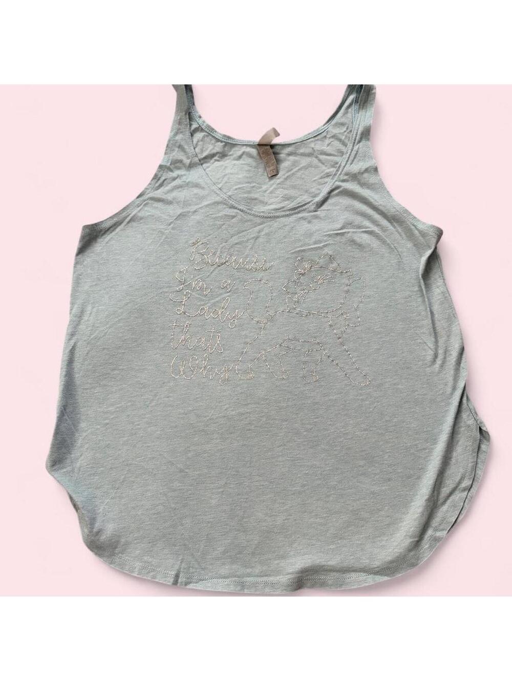 Embroidered Script Tank Top — Size L - 0449